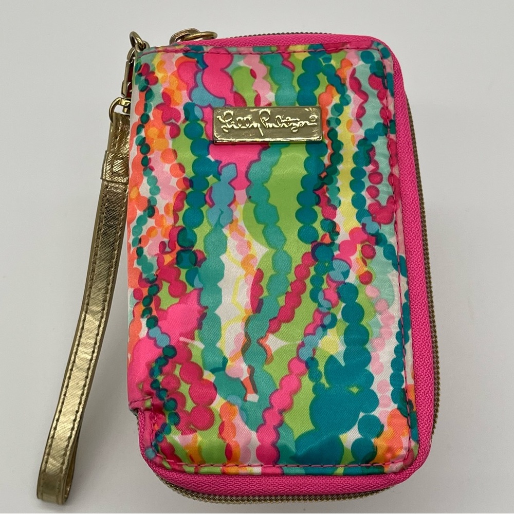 Lilly Pulitzer Multicolor Wristlet with Gold Accents